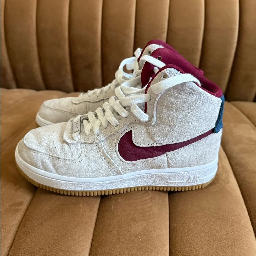 The Nike Air Force 1 Sculpt Grey Suede/Teal & Berry Sz 6.5 - Picture 2 of 11